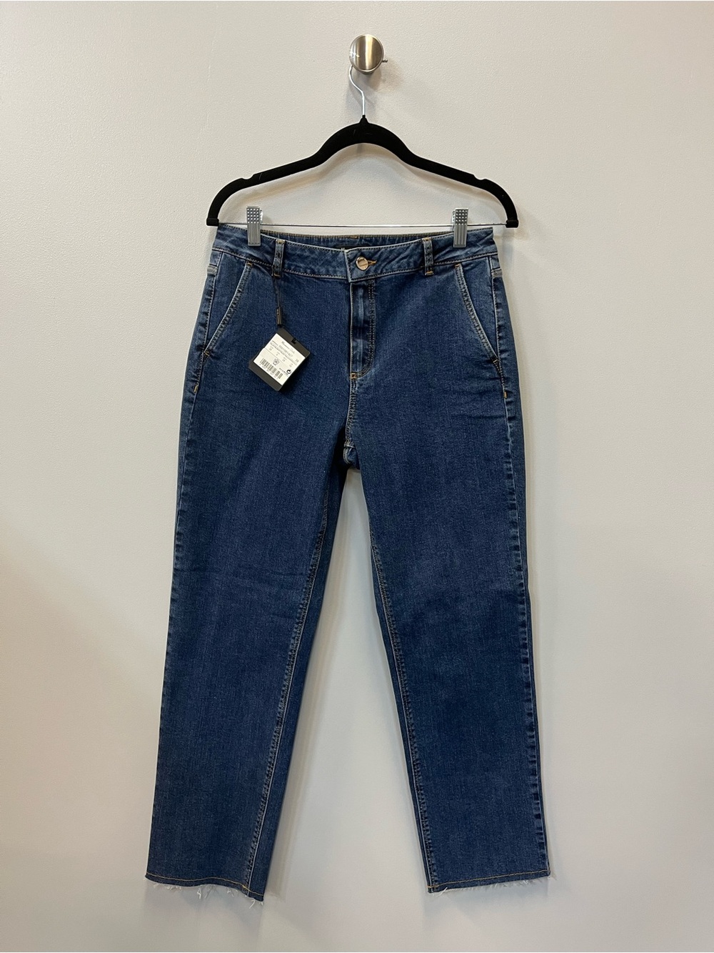 Massimo Dutti Women's Straight-Leg Jeans in Dark Blue